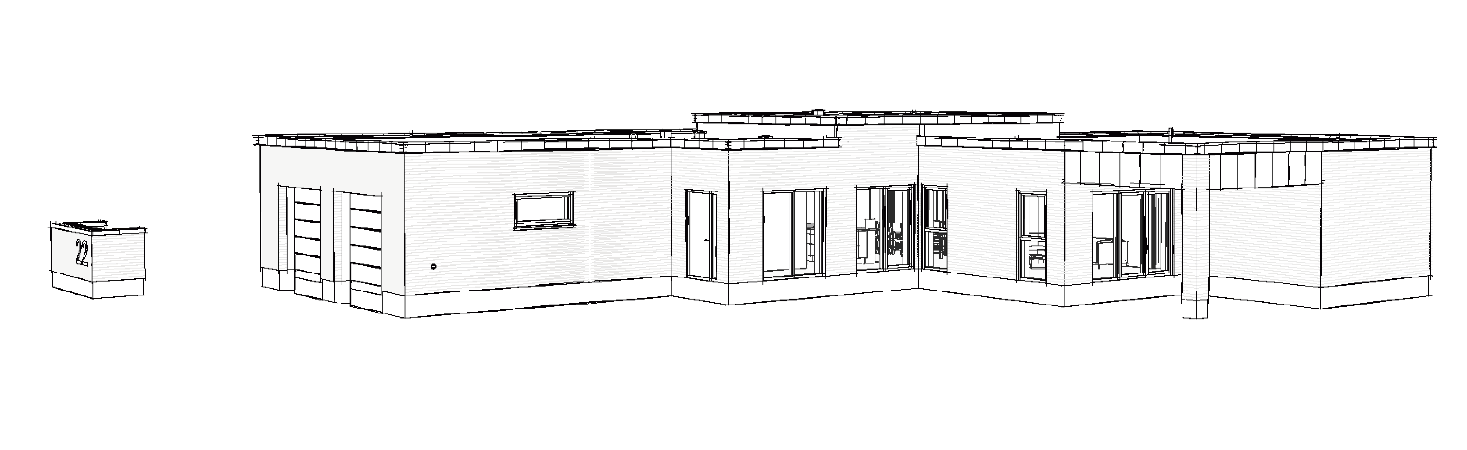 Skitsetegning af et hus med solceller